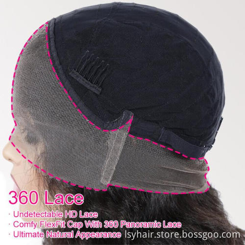 2020 New HD Super Natural Thin Transparent 360 Lace Front Wig Jerry Curl, 100% Virgin Remy Hair Curly 360 Full Lace Wig.